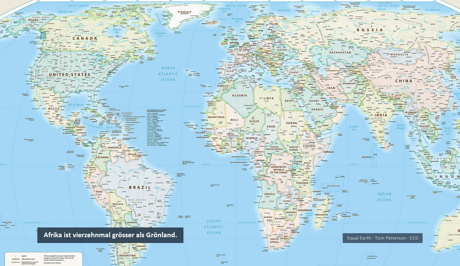 Equal-Earth-Weltkarte: Afrika ist vierzehnmal grösser als Grönland